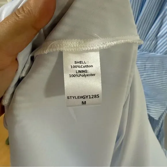 DO+BE Sailor Tie Front  White and Blue Stripped Midi Dress M NWT - Picture 9 of 13